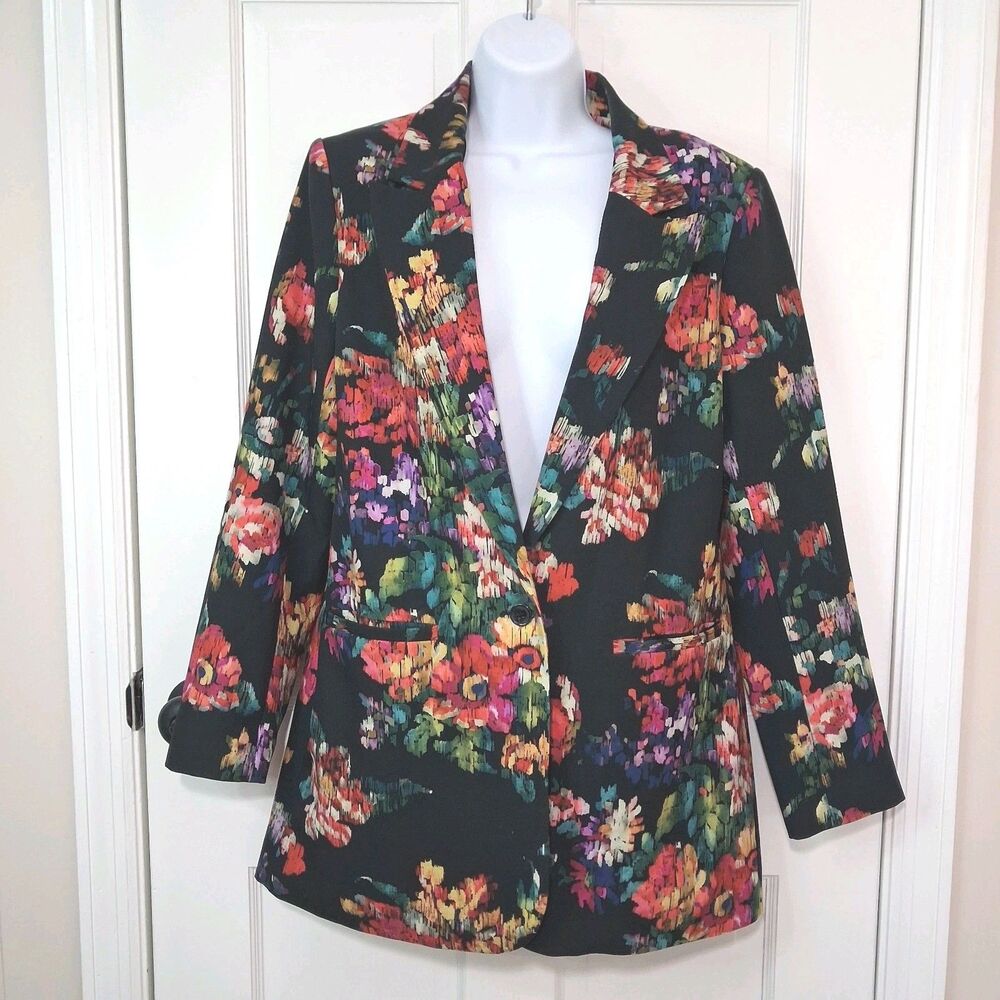 Liverpool Los Angeles Floral Blazer Womens Medium Bouquet Print Stretch Jacket M